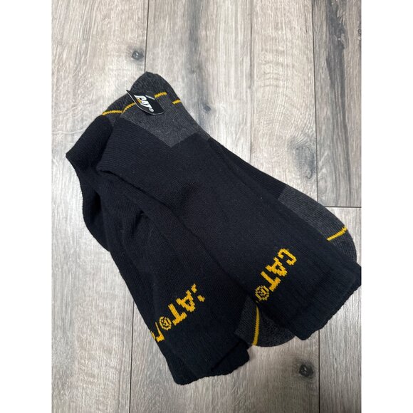 CAT Mens Black & Yellow Crew Socks Size 43-46 Durable Workwear Cotton Blend - Picture 1 of 4